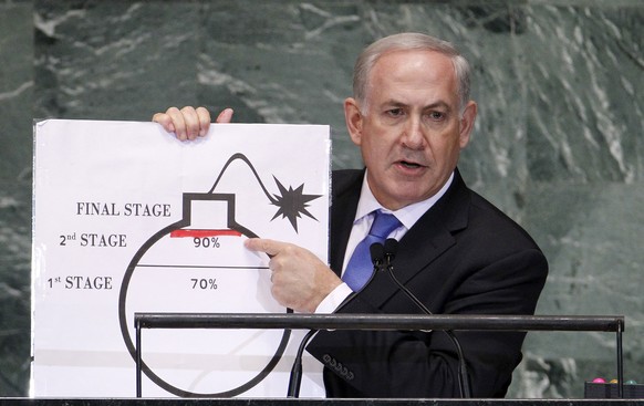 Benjamin Netanjahu bei seiner Brandrede an der UN-Generalversammlung.