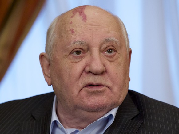 In this photo taken Friday, Dec. 9, 2016 photo former Soviet President Mikhail Gorbachev speaks to the Associated Press during an interview at his foundation&#039;s headquarters in Moscow, Russia. Gor ...