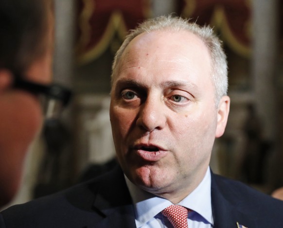 In this May 17, 2017 photo, Majority Whip Rep. Steve Scalise, R-La., speaks with the media on Capitol Hill in Washington. (AP Photo/Alex Brandon)