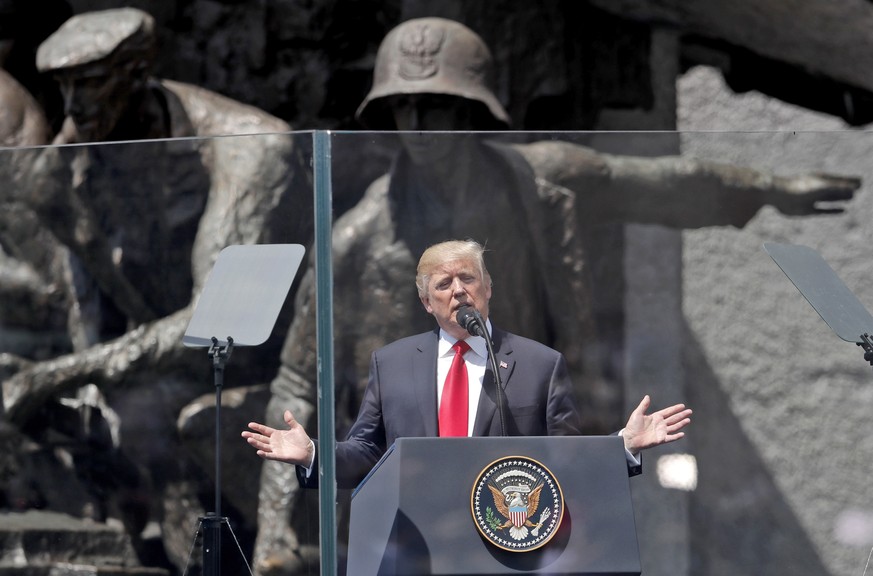 FILE - In this July 6, 2017, file photo, U.S. President Donald Trump delivers a speech in Warsaw, Poland. Six months into his presidency, Donald Trump has made clear who he considers to be his friends ...