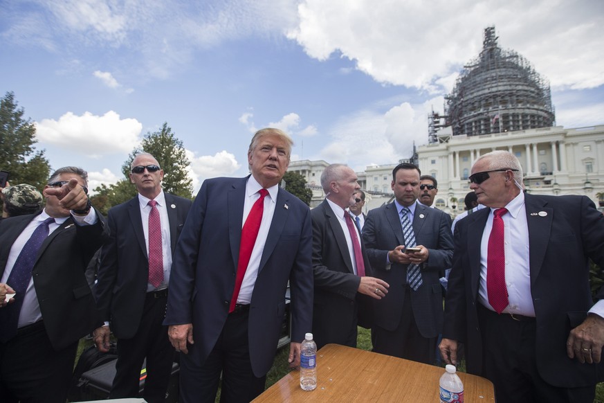 Die republikanischen Präsidentschaftsanwärter, hier Donald Trump bei einer Protestveranstaltung in Washington, gehören zu den schärfsten Kritikern des Atomabkommens mit dem Iran.