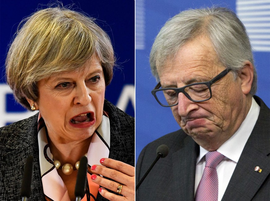 Theresa May und Jean-Claude Juncker werden sich kaum auf eine friedliche Trennung einigen können.