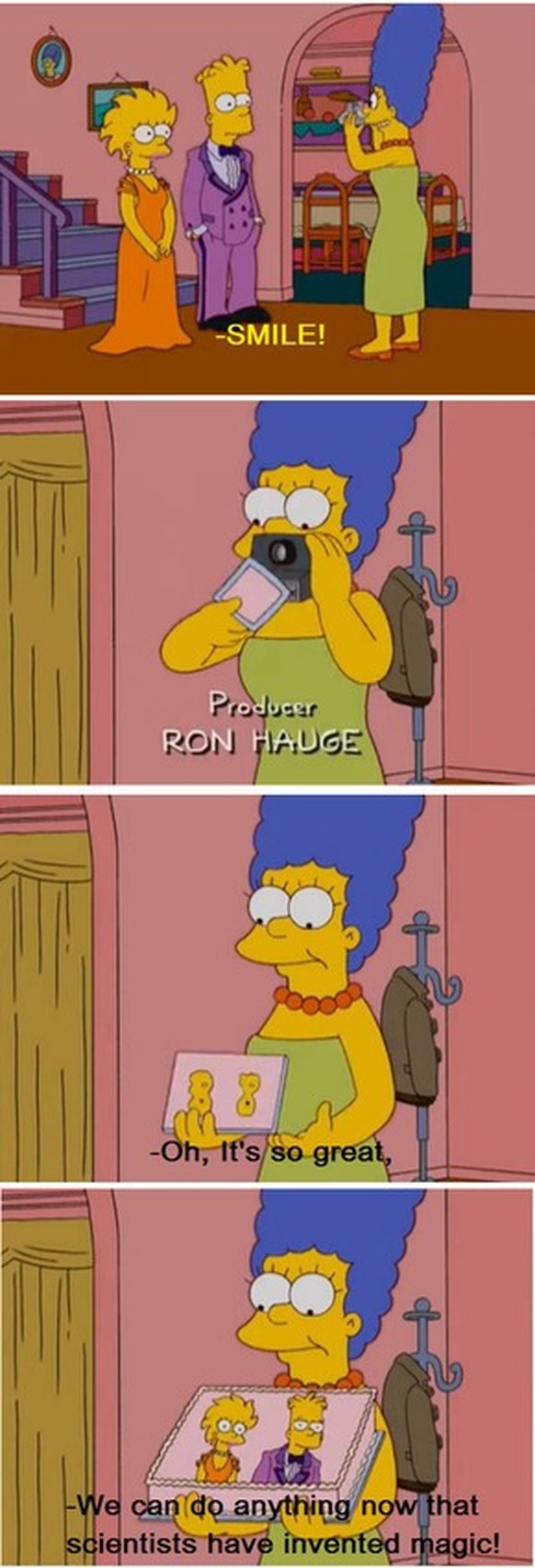In der Folge&nbsp;«Future-Drama»&nbsp;von 2005, die in der Zukunft spielt, kann Marge aus einer Foto-Vorlage eine echte Torte zaubern.