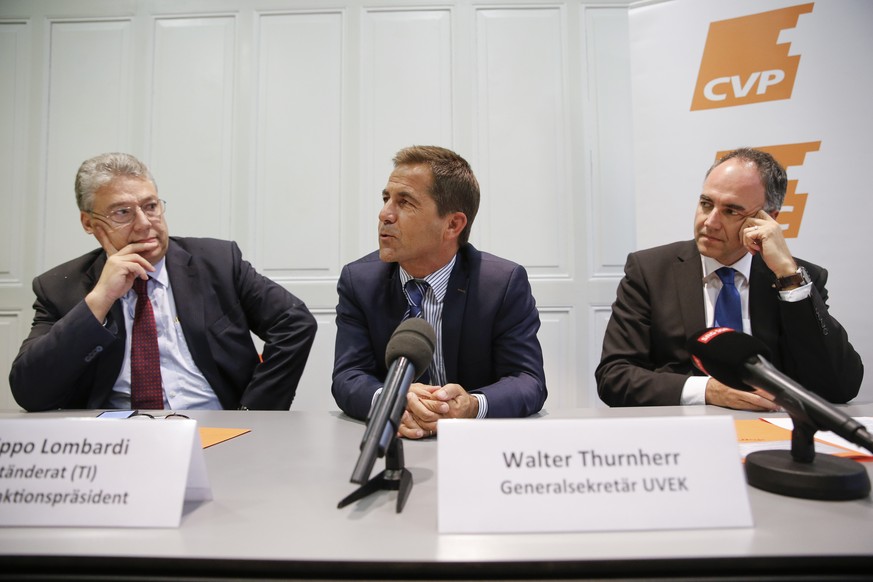 Thurnherr in der vergangenen Woche mit CVP-Fraktionschef Filippo Lombardi und CVP-Präsident Christophe Darbellay.