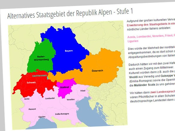 Republik Alpen mit Meeresanstoss: Rödls Erweiterungsplan Stufe 1.