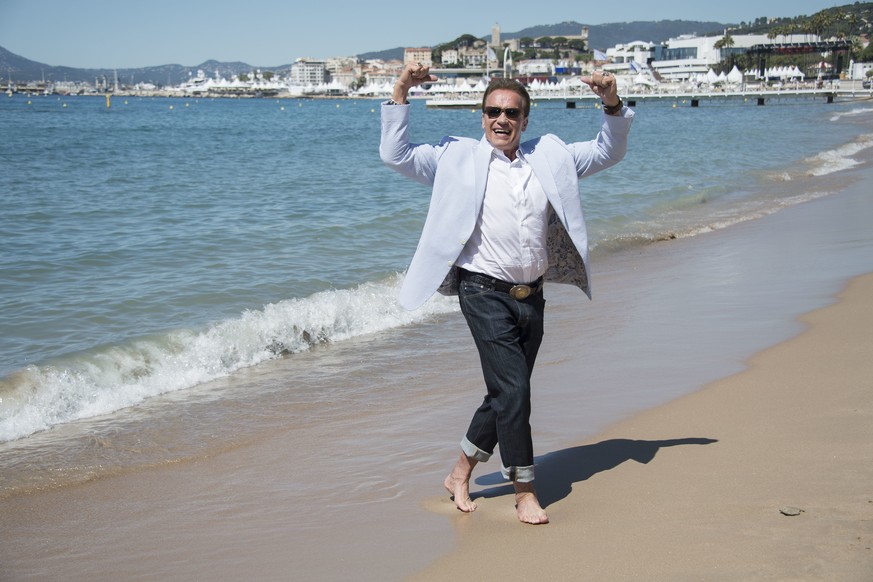 Actor Arnold Schwarzenegger poses for photographers during the photo call for the film Wonders of the Sea 3D at the 70th international film festival, Cannes, southern France, Saturday, May 20, 2017. ( ...