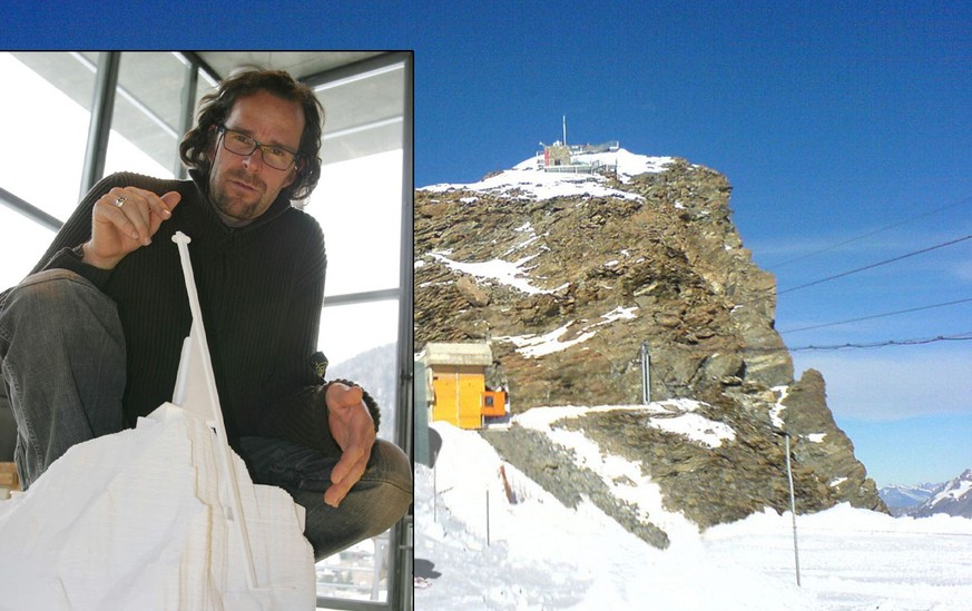 Aufstockung nicht realisiert: Künstler Heinz Julen (kleines Bild) und das Klein Matterhorn.&nbsp;