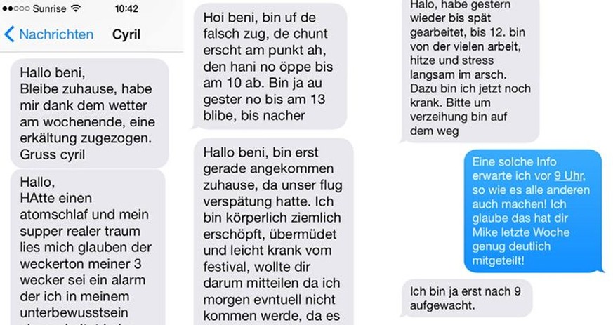 Die SMS-Sammlung von Lehrling Cyril löst eine heisse Diskussion aus.