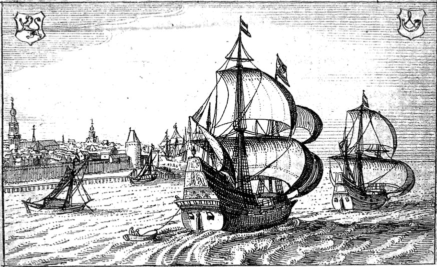 Die «Eendracht» und die «Hoorn» (r.) verlassen den Hafen von Hoorn.&nbsp;