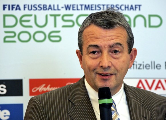 FILE - In this Sept. 8, 2005 the vice president of the organizing committee of the FIFA World Cup 2006, Wolfgang Niersbach, informs journalists about the preparations to the FIFA World Cup finals draw ...