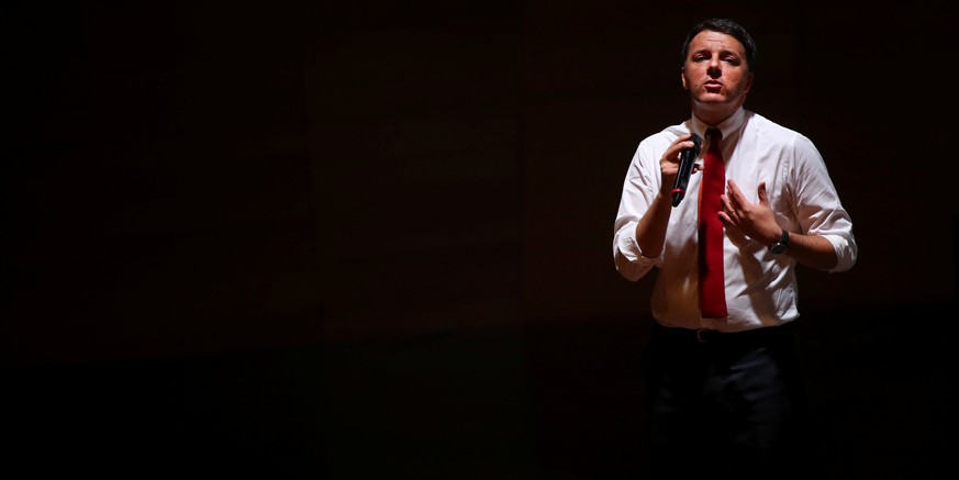 Italian Prime Minister Matteo Renzi talks during a meeting in support of the &#039;Yes&#039; vote in the upcoming constitutional reform referendum in Rome, Italy November 26, 2016. To match Analysis I ...