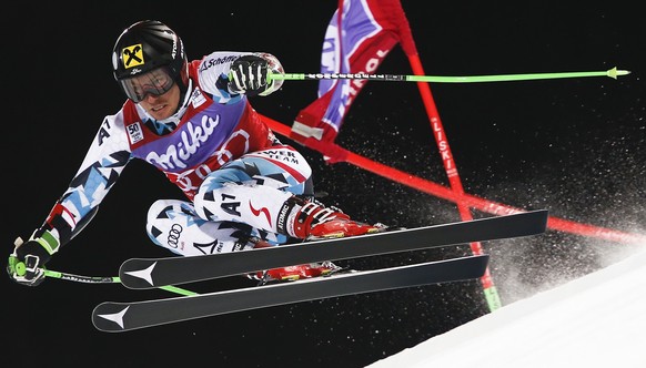 Austria&#039;s Marcel Hirscher competes during an alpine ski, men&#039;s World Cup parallel giant slalom, in Alta Badia Italy, Monday, Dec. 19, 2016. (AP Photo/Gabriele Facciotti)