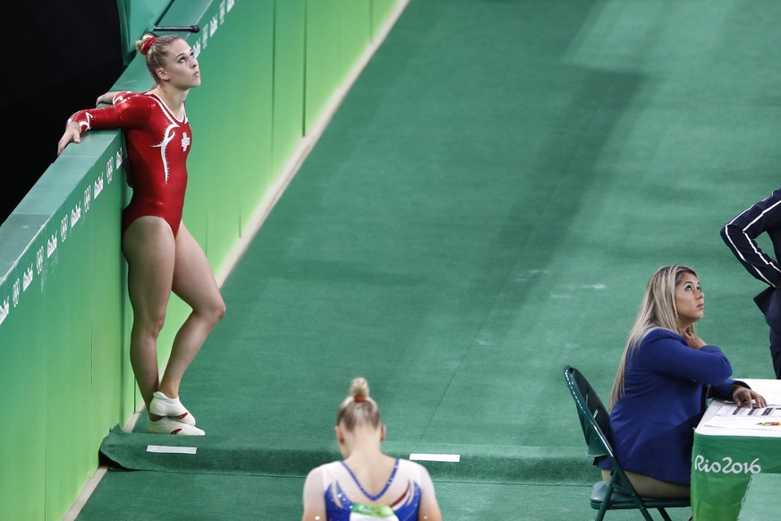 Switzerland&#039;s Giulia Steingruber looks on prior to her performance on the vault during the women&#039;s Individual All-Around final in the Rio Olympic Arena in Rio de Janeiro, Brazil, at the Rio  ...