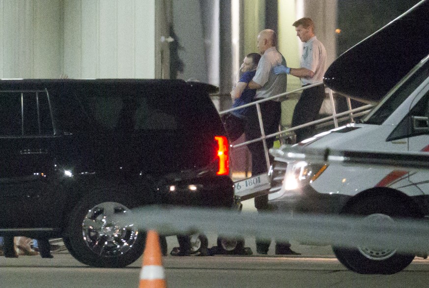 Otto Warmbier, a 22-year-old college student detained and imprisoned in North Korea, is carried off of an airplane at Lunken Airport in Cincinnati on Tuesday, June 13, 2017. Warmbier arrived in Ohio a ...