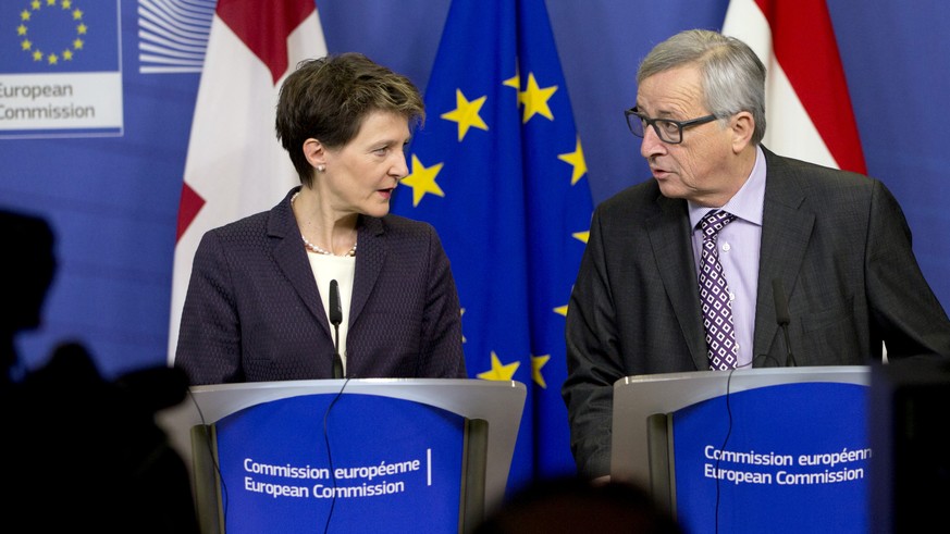 Ernüchterung in Brüssel: Simonetta Sommaruga und Jean-Claude Juncker.