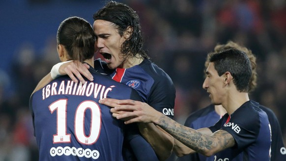 Ibrahimovic, Cavani und Di María jubeln: Ihre Tore lassen die PSG-Kassen klingeln.