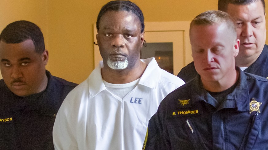 Ledell Lee appears in Pulaski County Circuit Court Tuesday, April 18, 2017, for a hearing in which lawyers argued to stop his execution which is scheduled for Thursday. Unless a court steps in, Lee an ...