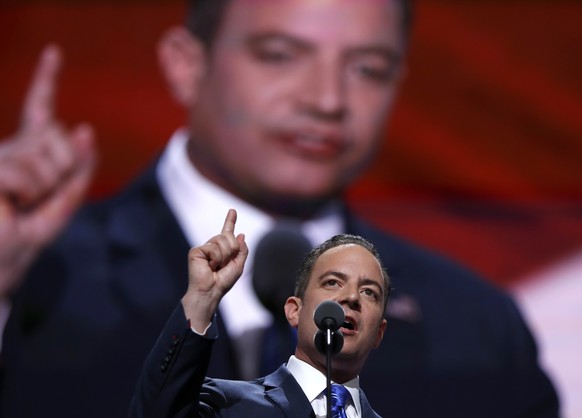 Reince Priebus, Chairman of the Republican National Committee, speaks during the final day of the Republican National Convention in Cleveland, Thursday, July 21, 2016. (AP Photo/Carolyn Kaster)