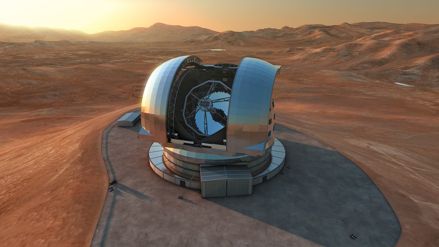 Künstlerische Darstellung des European Extremely Large Telescope (E-ELT).