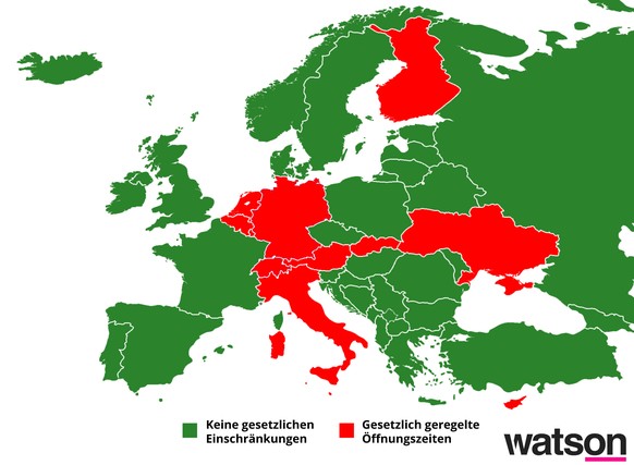 Vergleichsweise wenige Länder Europas kennen staatlich regulierte Öffnungszeiten für Detailhändler.