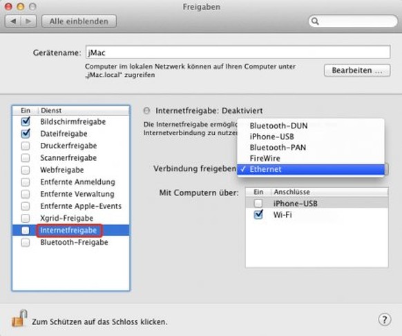 Mit diesen Einstellungen wird das MacBook zum mobilen WLAN-Router.