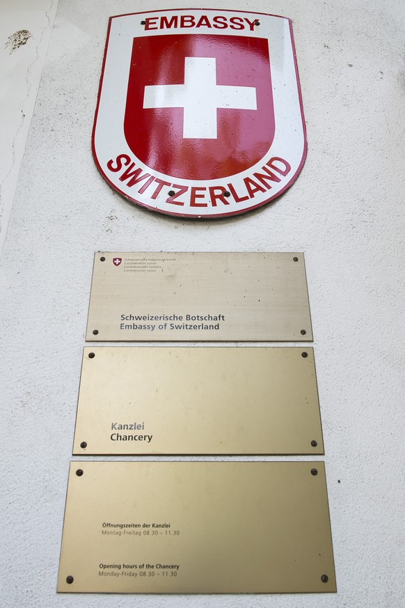 A plaque of the Swiss Embassy in Colombo, Sri Lanka, is pictured Monday, September 22, 2014. The media trip is organised by FDFA (Federal Department of Foreign Affairs) ten years after the tsunami in  ...