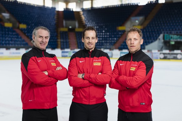 Das Nationaltrainer-Trio: Felix Hollenstein, Patrick Fischer und Reto von Arx (v.l.).