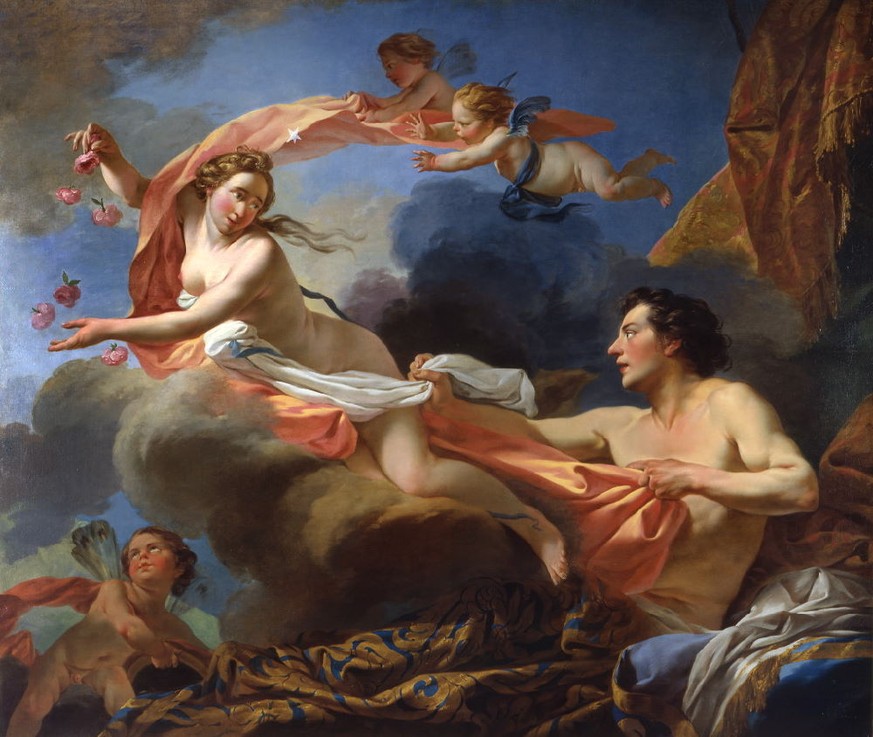 Ewiges Leben, aber keine ewige Jugend: Aurora (Eos) und Tithonos, Gemälde von Jean-Baptiste Marie Pierre (1747).&nbsp;