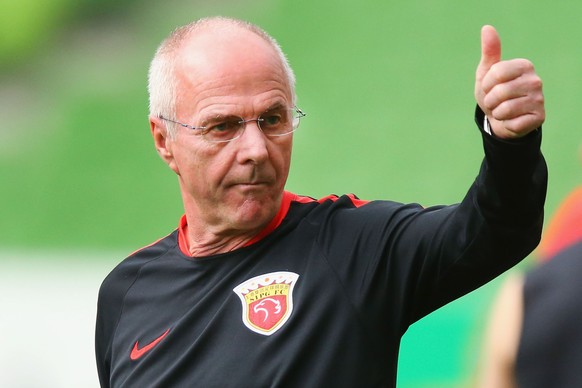 MELBOURNE, AUSTRALIA - FEBRUARY 23: Head coach Sven Goran Eriksson gestures during the Shanghai SIPG training session at AAMI Park on February 23, 2016 in Melbourne, Australia. (Photo by Michael Dodge ...