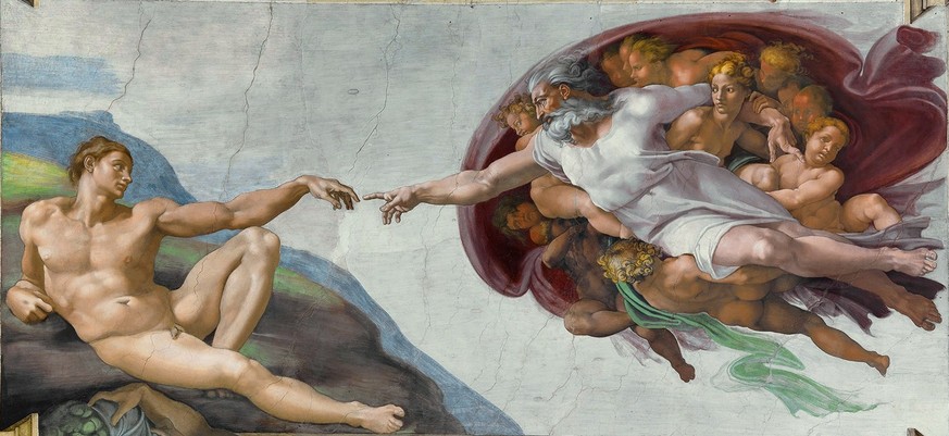 «Gott berät den Bachelor ...» von Michelangelo, fälschlicherweise bekannt als «Die Erschaffung Adams».