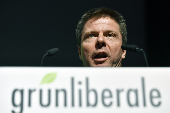 Martin Baeumle, Parteipraesident der GLP Schweiz spricht an der Delegiertenversammlung in Brugg (AG) am Samstag, 22. April 2017. (KEYSTONE/Walter Bieri)