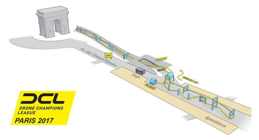 Die Rennstrecke in Paris: Es geht auch durch einen 600 Meter langen Tunnel unter dem Arc de Triomphe durch