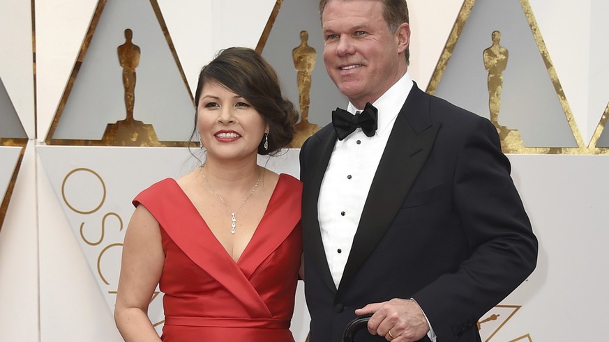 FILE - This Feb. 26, 2017 file photo shows Martha L. Ruiz, left, and Brian Cullinan from PricewaterhouseCoopers at the Oscars in Los Angeles. Film academy president Cheryl Boone Isaacs says the two ac ...