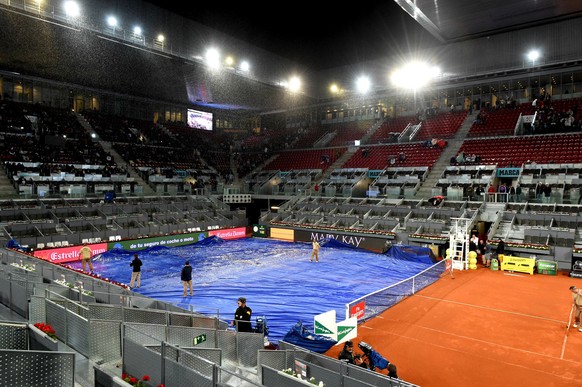 epa05956024 Match between Swiss tennis player Stanislas Wawrinka and French player Benoit Paire has been rained off during the Mutua Madrid Open tennis tournament held at Caja Magica tennis complex in ...