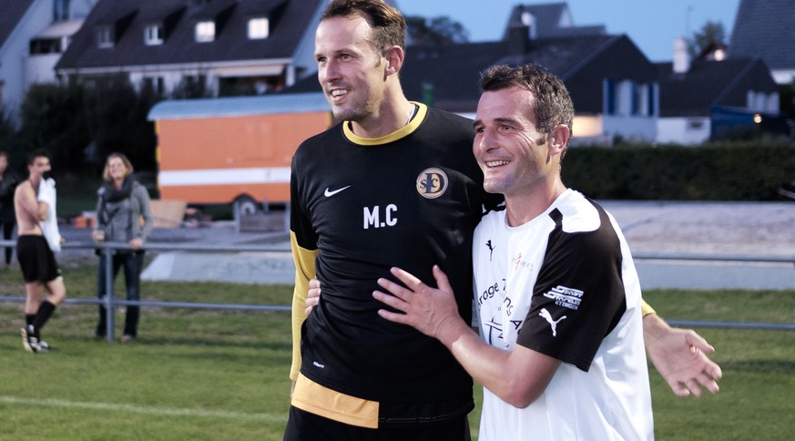 Duell der Legenden zwischen Marco Streller und Alex Frei. Marco Streller spielt beim FC Dornach, Alex Frei bei Biel-Benken. Spiel war in Biel-Benken.