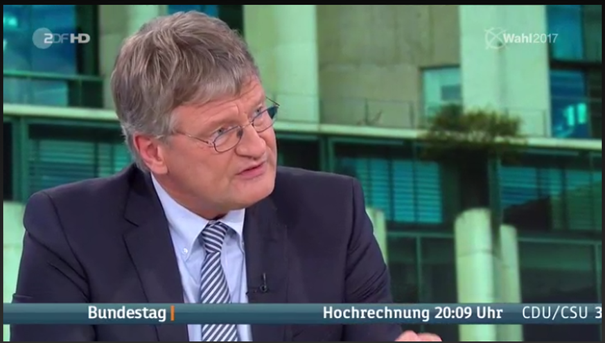 Jörg Meuthen, Parteivorsitzender Alternative für Deutschland, in der Elefantenrunde von ZDF und ARD.