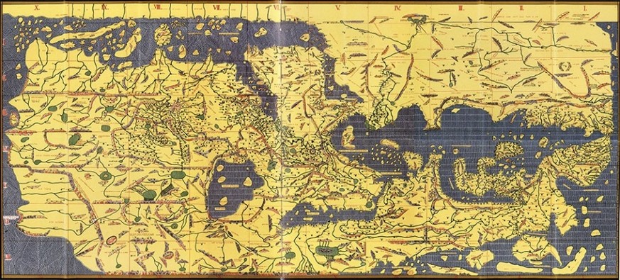 Al-Idrisi, der in Sizilien am Hof des Normannenkönigs Roger II. lebte, fertigte 1154 für seinen König die berühmte Tabula Rogeriana an, die ebenfalls nach Süden ausgerichtet ist, möglic ...