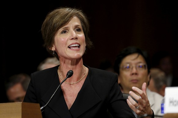 FILE PHOTO - U.S. Deputy Attorney General Sally Quillian Yates testifies during a Senate Judiciary Committee hearing on &quot;Going Dark: Encryption, Technology, and the Balance Between Public Safety  ...