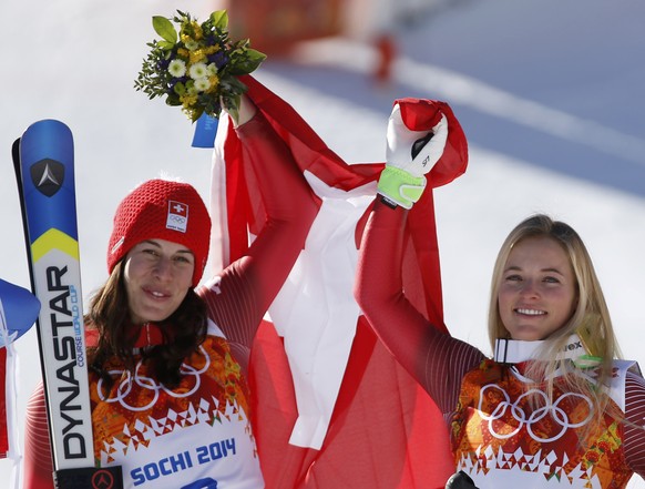 Gold und Bronze: Dominique Gisin und Lara Gut überzeugen in der Frauen-Abfahrt.