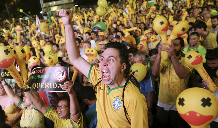 Bilder, die wir sonst eher vom Fussball kennen: Proteste gegen Dilma Rousseff.