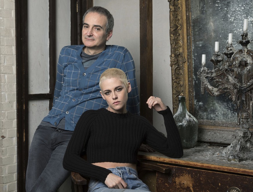 Kristen Stewart, right, and writer-director Olivier Assayas pose for a portrait to promote their film, &quot;Personal Shopper,&quot; on Thursday, March 9, 2017, in New York. (Photo by Amy Sussman/Invi ...
