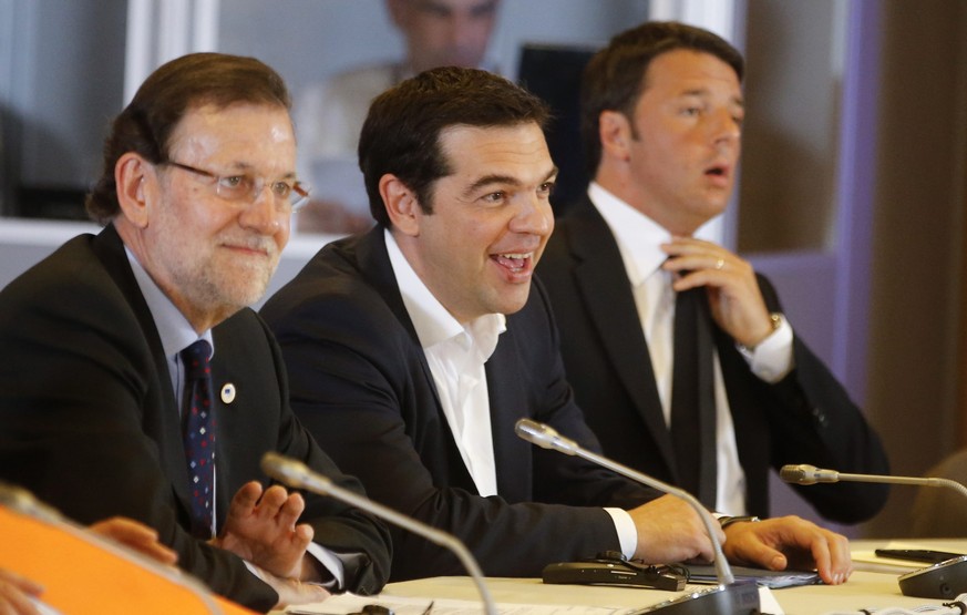 Das Treffen in Brüssel mit Tsipras (Mitte).