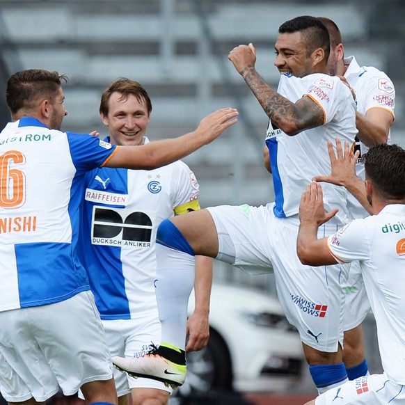 24.07.2016; Zuerich; Fussball Super League - Grasshopper Club Zuerich - FC Lausanne-Sport; Caio (GC) bejubelt sein Tor zum 1:0
(Steffen Schmidt/freshfocus)