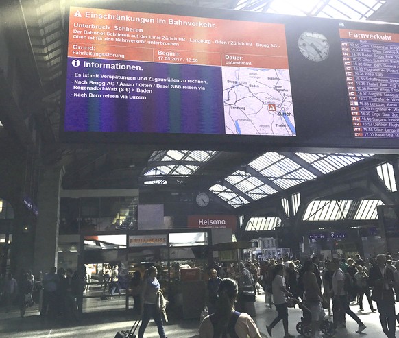 Anzeigetafel im Zürcher Hauptbahnhof am Mittwochnachmittag.