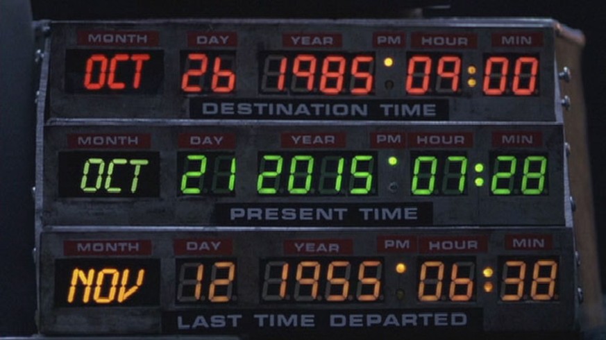 21. Oktober 2015:&nbsp;Heute soll Marty McFly aus «Back to the Future» in der Zukunft ankommen, also im Jahr 2015.&nbsp;