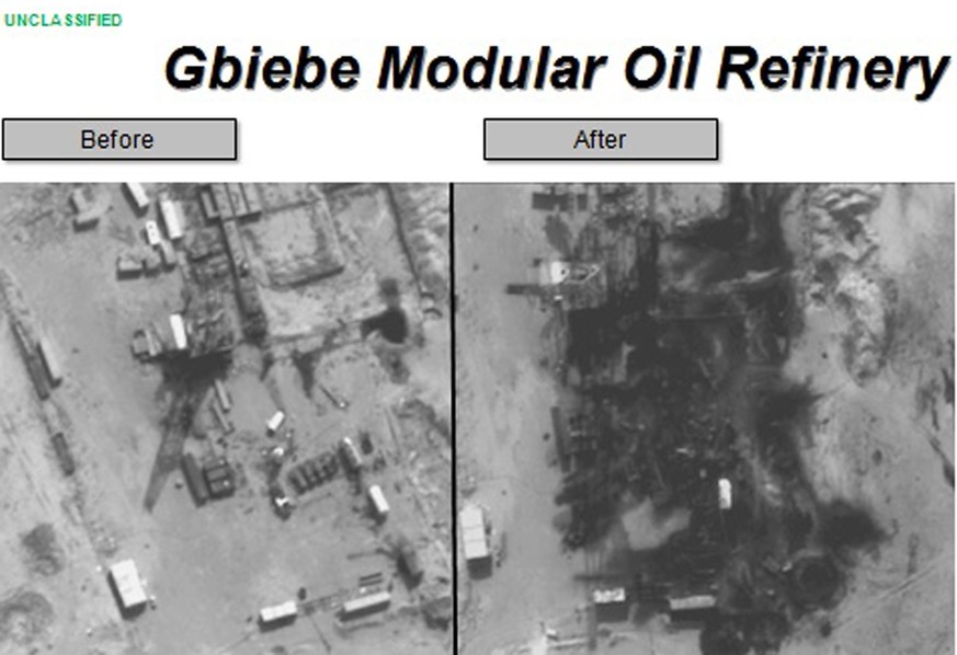 Die vom IS geführte Gbiebe Öl-Raffinerie wurde bereits 2014 durch einen US-Luftangriff zerstört.