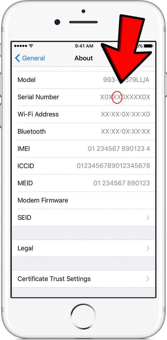 iPhone 7 Seriennummer