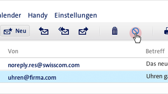 Mach von der Funktion «Spam melden» Gebrauch, wenn du Webmail verwendest.
