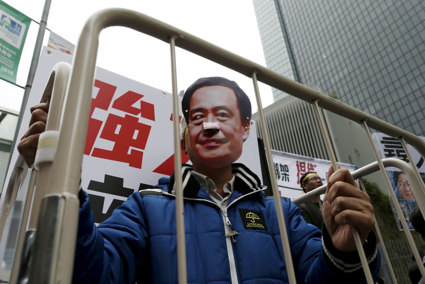 Protest in Hongkong gegen die Verschleppung des Buchhändlers Lee Bo.