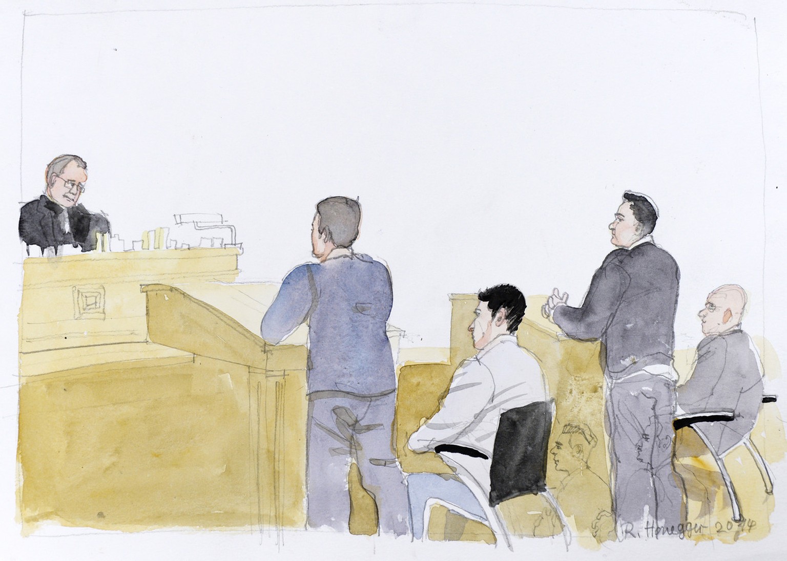 Szene im Prozess des Kaufleuten-Messerstechers im Zürcher Bezirksgericht.